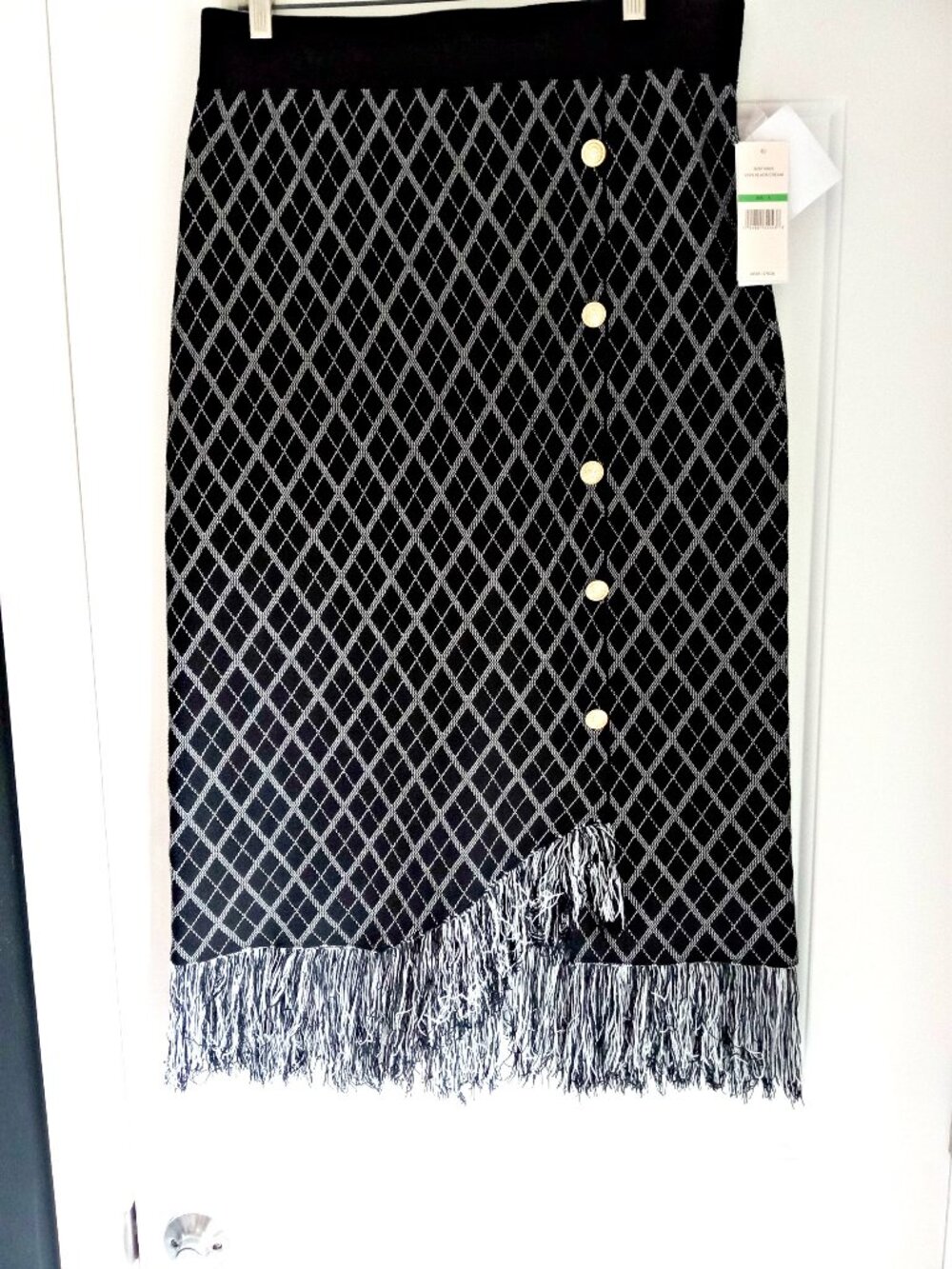 NEW! 78.00 NANETTE LEPORE Asymmetrical FRINGE KNIT SKIRT